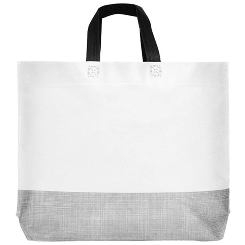 Τσάντα non woven κοντό χερούλι λευκή Υ44x30x10εκ. πιέτα