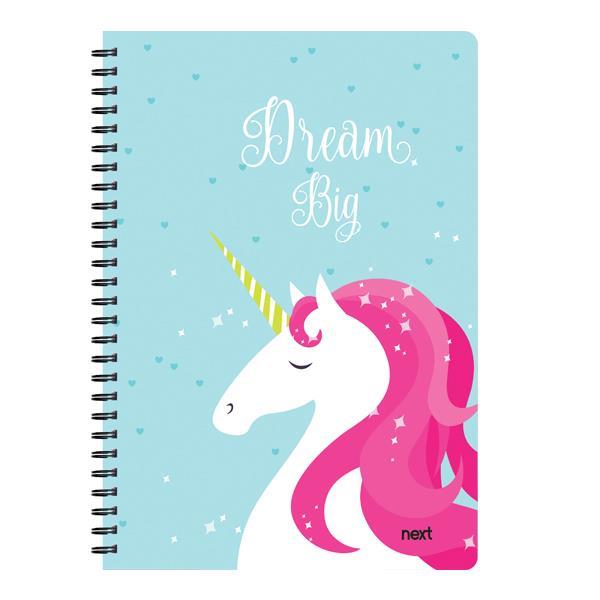 Next trends unicorn τετράδιο σπιράλ 17x25εκ. 2θεμ., 70φ.