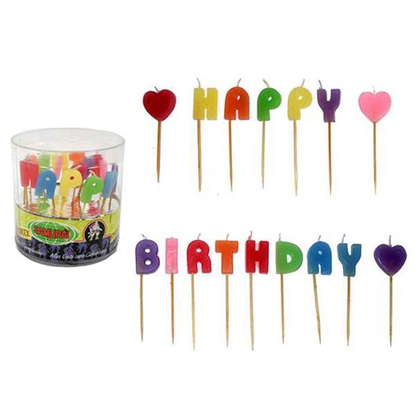 Κεράκια γενεθλίων "Happy Birthday" 2,5εκ. 16τεμ.