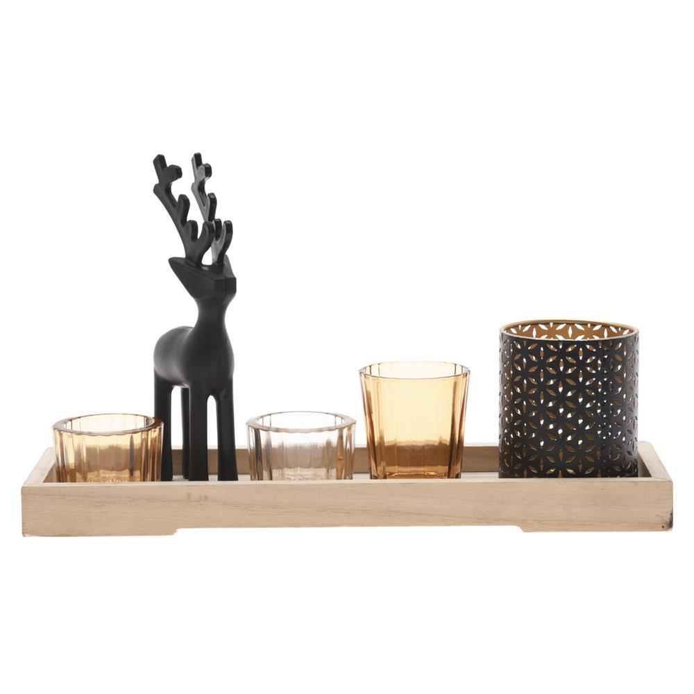 Σετ βάσεις κεριών γυάλινες 32,5x10x10,5 εκ.